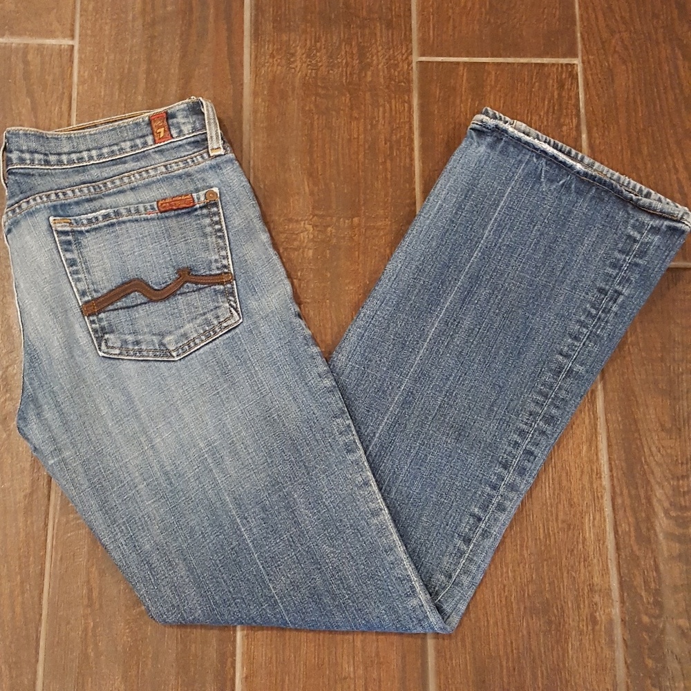 7FAM Straight Bootcut Leather Squiggle 28.5”